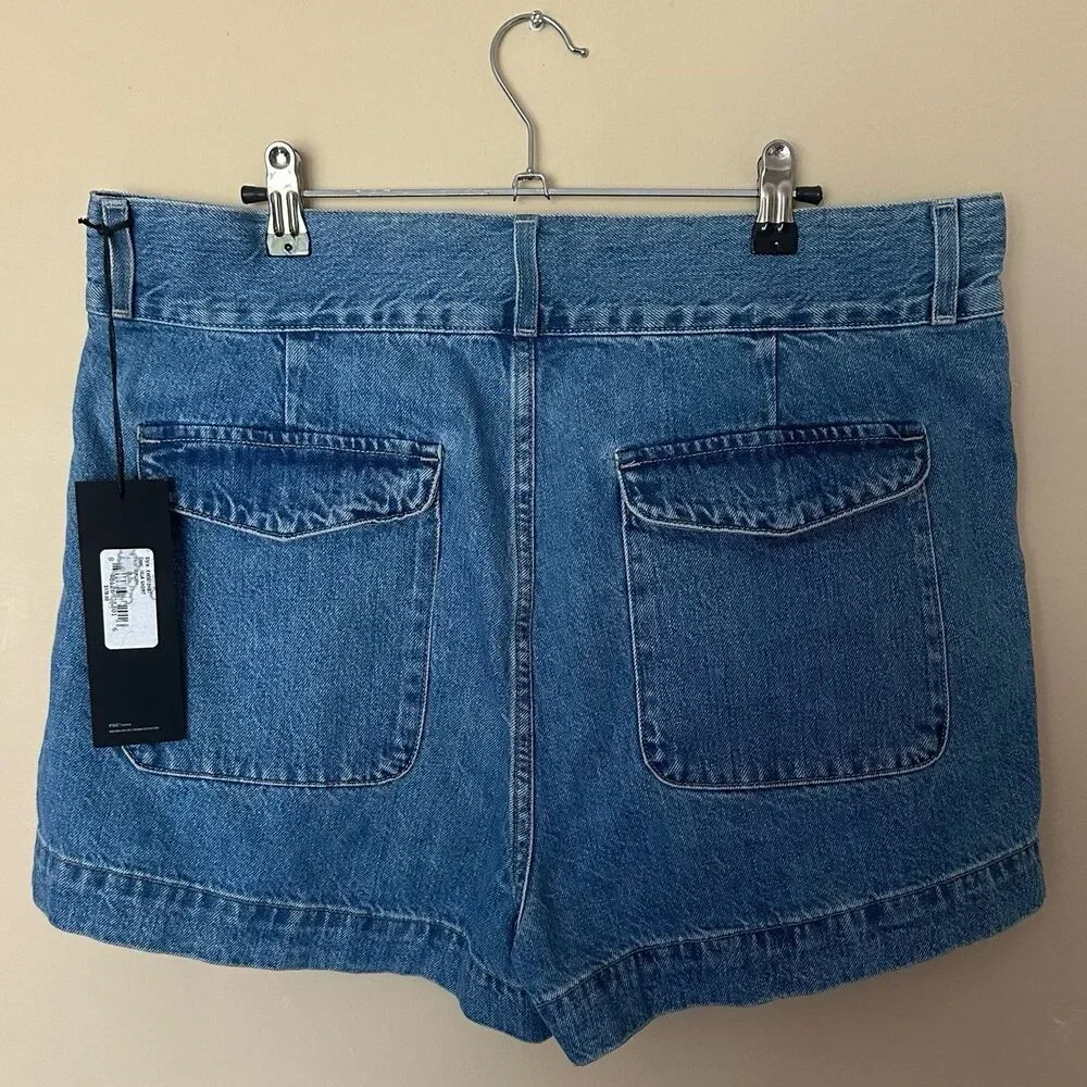 Edwin x Anthropologie Isla Pleated Denim Jean Shorts - Crush Wash - Size 33 NWT